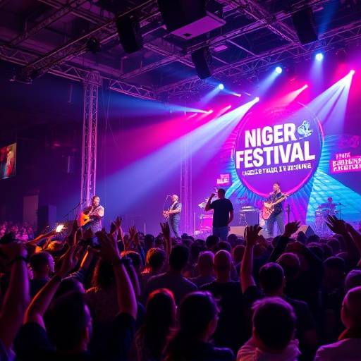 Captura de video de un festival de müsica en vivo, con un grupo musical tocando en el escenario y el püblico disfrutando del espectáculo.