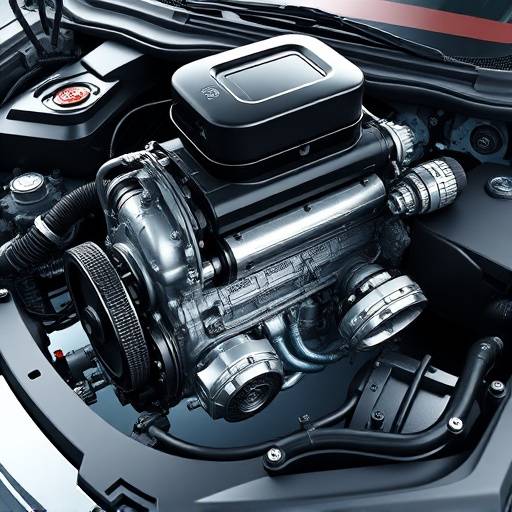 Imagen de una animación en 3D que explica el funcionamiento interno de un motor de coche, con piezas móviles y gráficos detallados.